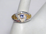 Ring | Gold Sterling Silver Zig Zag Design Purple Stone Ring 8.75 | Jewelry