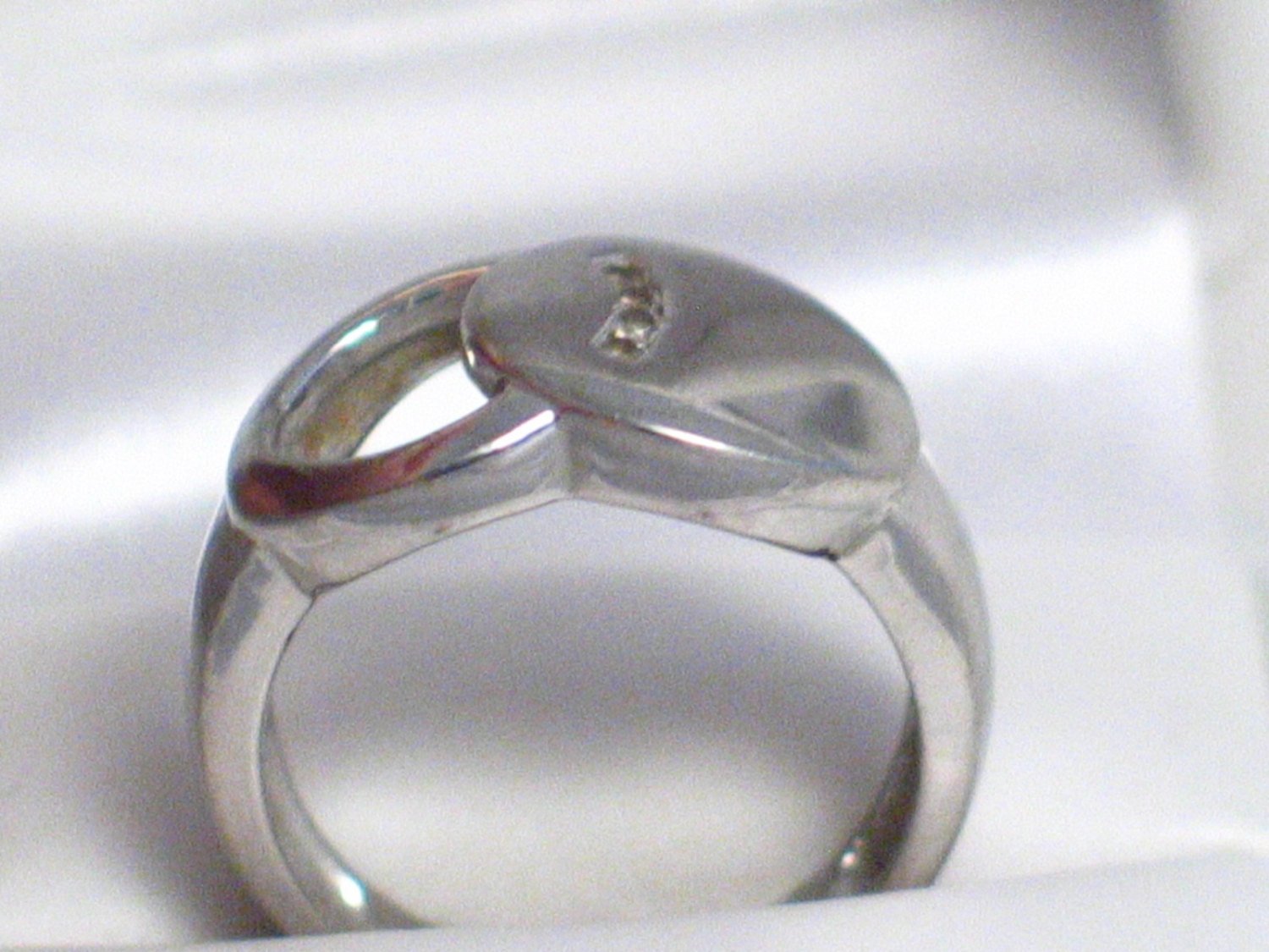 Sterling Silver Ring, Estate Jewelry Mens Womens size 7 Cubic Zirconia Eclipse Design Ring