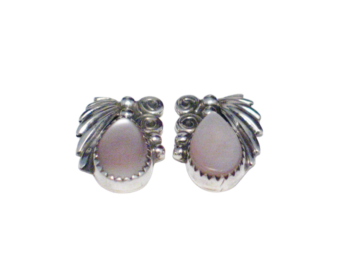 Earrings | Vintage Sterling Silver Southwestern Pink Pearl Earrings | Jewelry