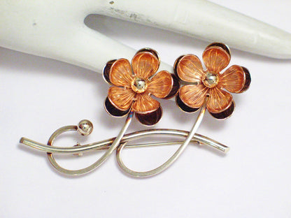 Brooch & Lapel Pin | Vintage 10k Rose & White Gold Flower Brooch | Blingschlingers Jewelry