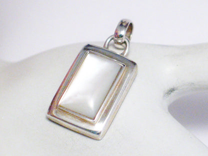 Sterling Silver Geometric Mother of Pearl Stone Pendant