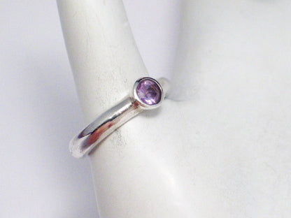 Ring | Simple Sterling Silver Purple Amethyst Stone Ring 7.75 | Jewelry