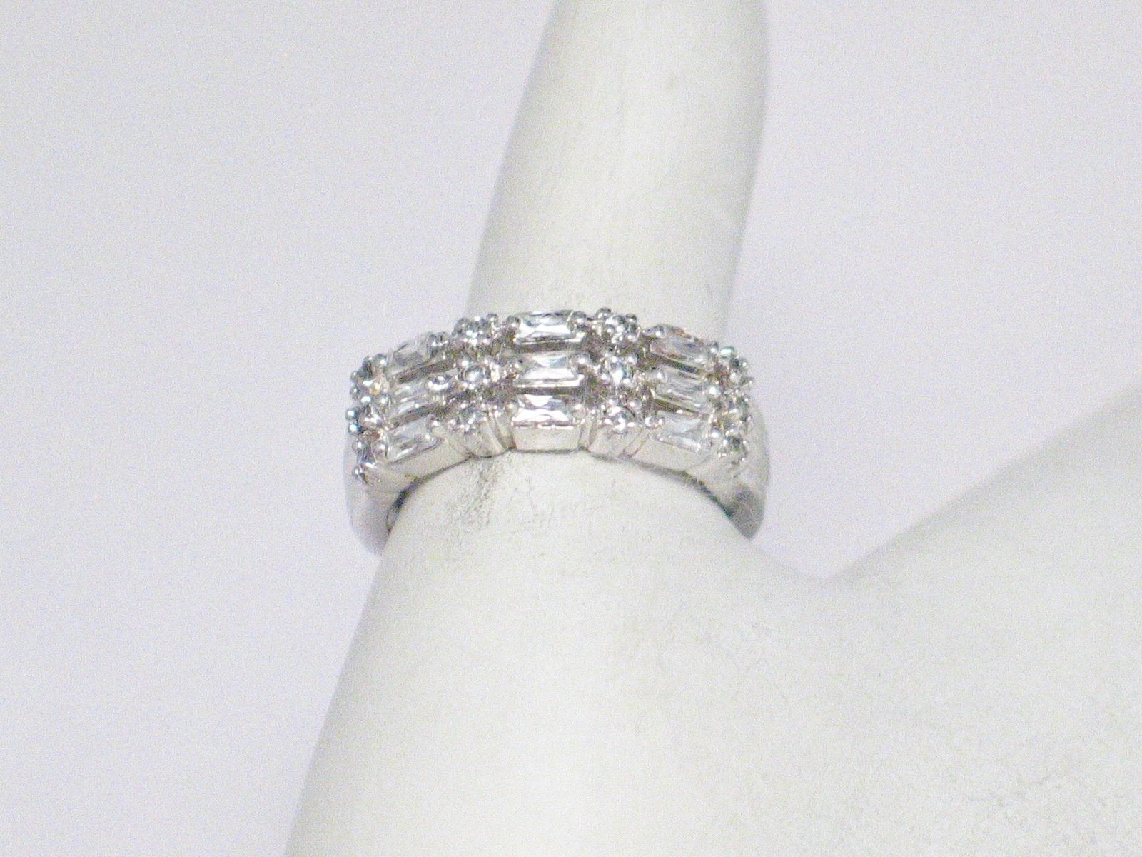 Ring | Womens Sterling Silver White Cubic Zirconia 3 Band Stacker Style Ring 6.25 | Jewelry