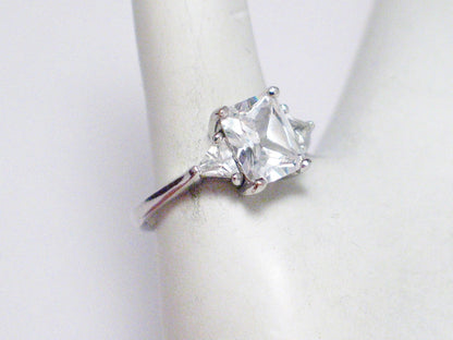 Silver Rings | Womens Sterling Silver Diamond Alternative 3 Stone Ring | Discount Estate Jewelry website