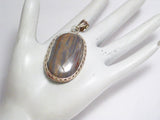 Pendant | Large Sterling Silver Tree Bark Camo Agate Stone Pendant | Jewelry
