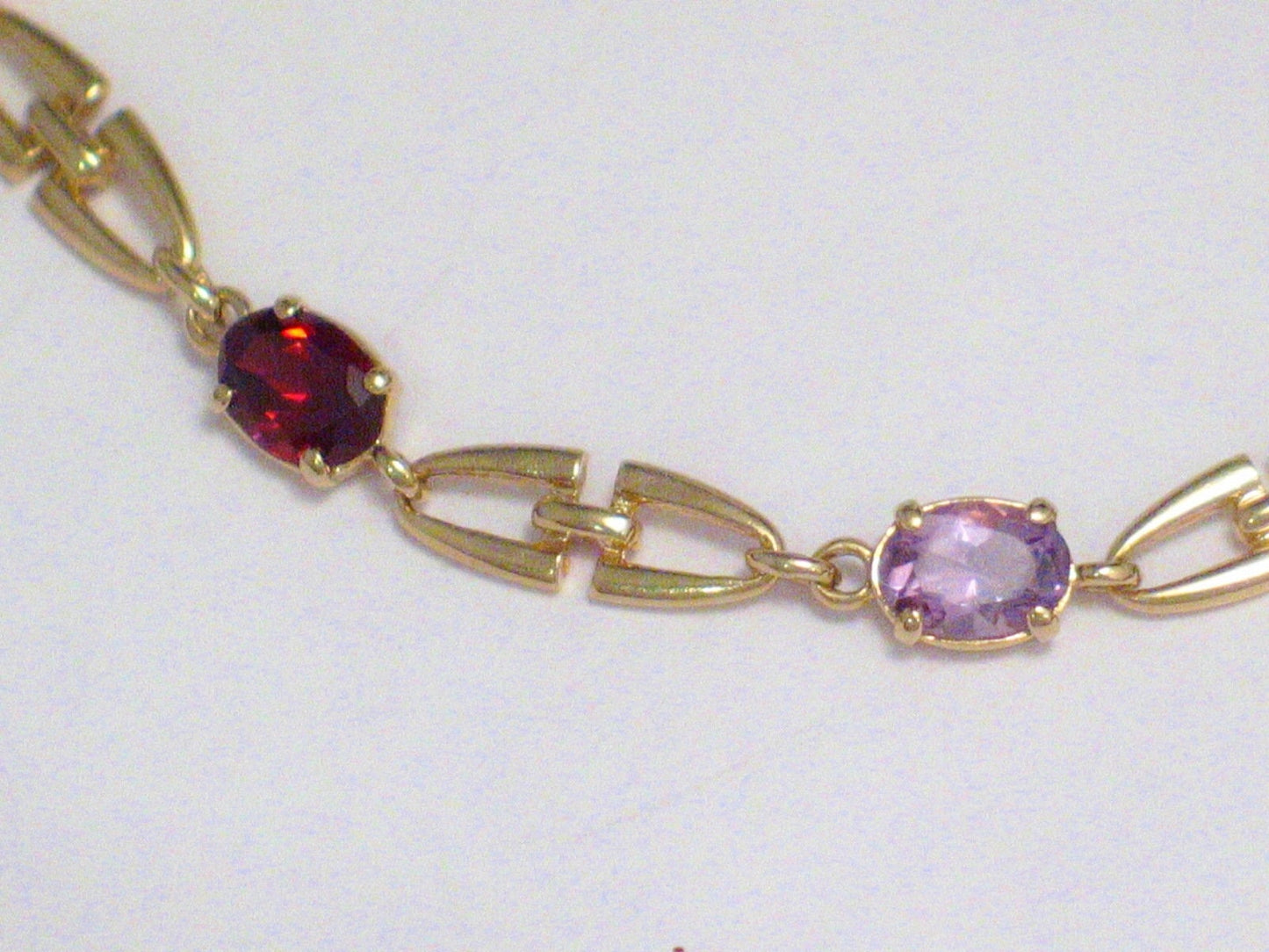14k Gold Horse bit Link Multi Gemstone Tennis Bracelet  7 1/2"