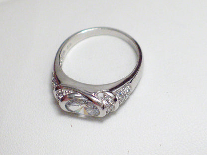 Silver Rings | Sterling Silver Oval Cubic Zirconia Cocktail Ring 9 | Jewelry