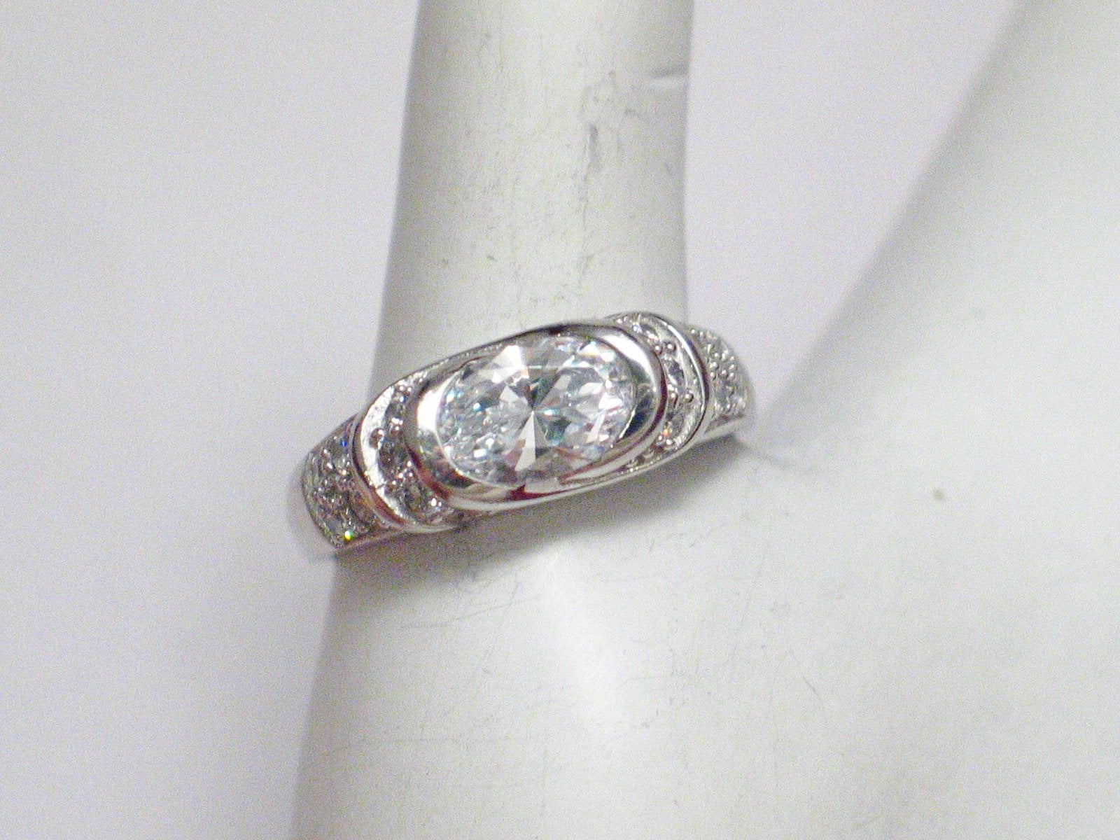 Ring | Sterling Silver Oval Cubic Zirconia Cocktail Ring 9 | Jewelry