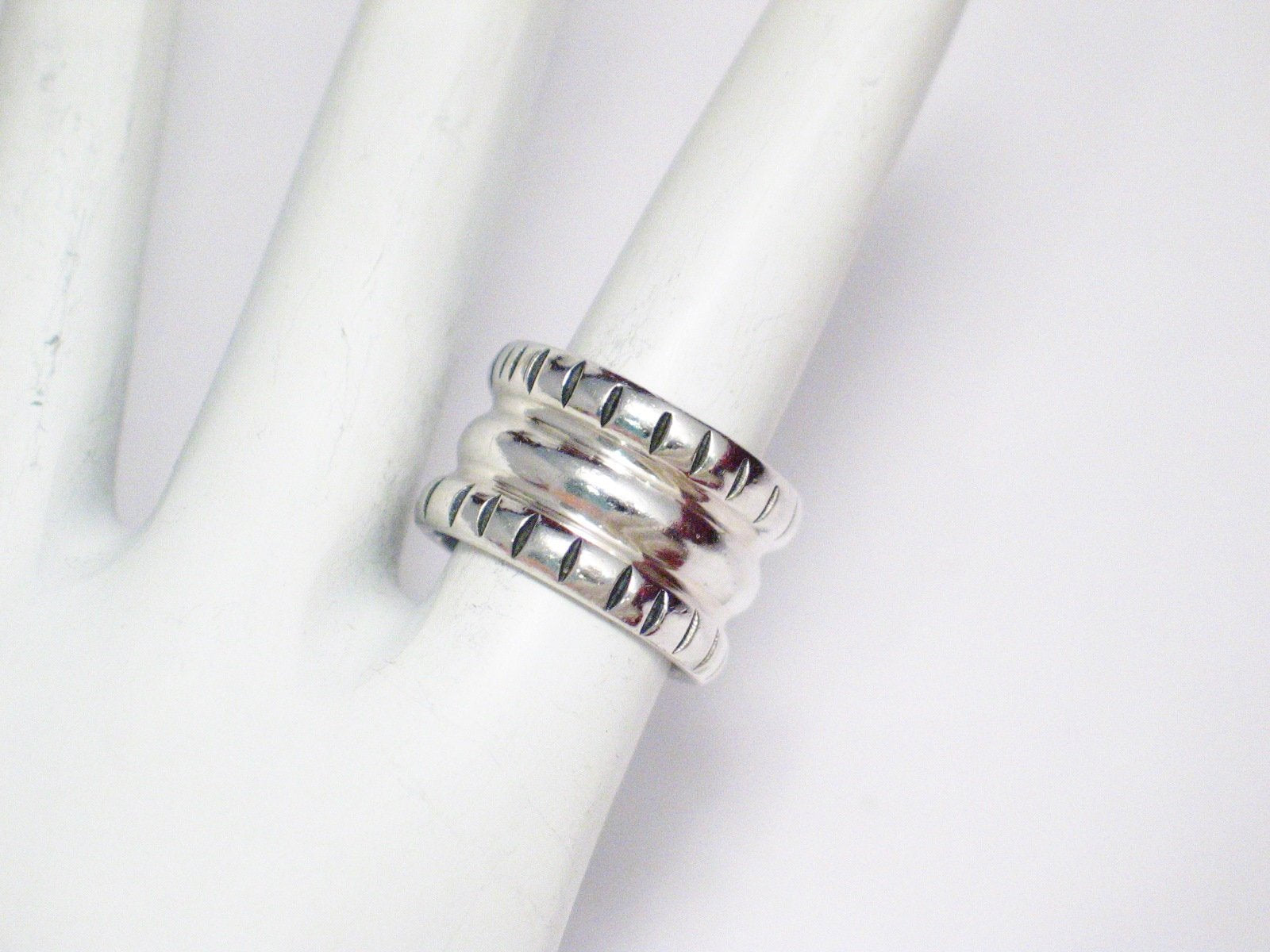 Silver Rings | Sterling Silver Unique Wide Cigar Band sz 6.25 | Womens Jewelry