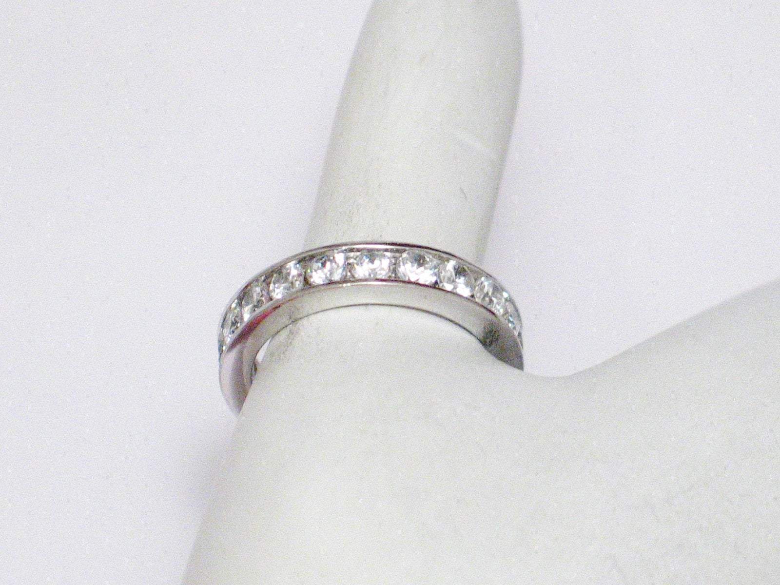 Eternity Rings | Womens Sterling Silver White Cz Eternity Ring 7 | Estate Jewelry Online