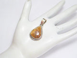 Silver Pendants | Mens Womens Simple Sterling Silver Brown Agate Stone Pendant 