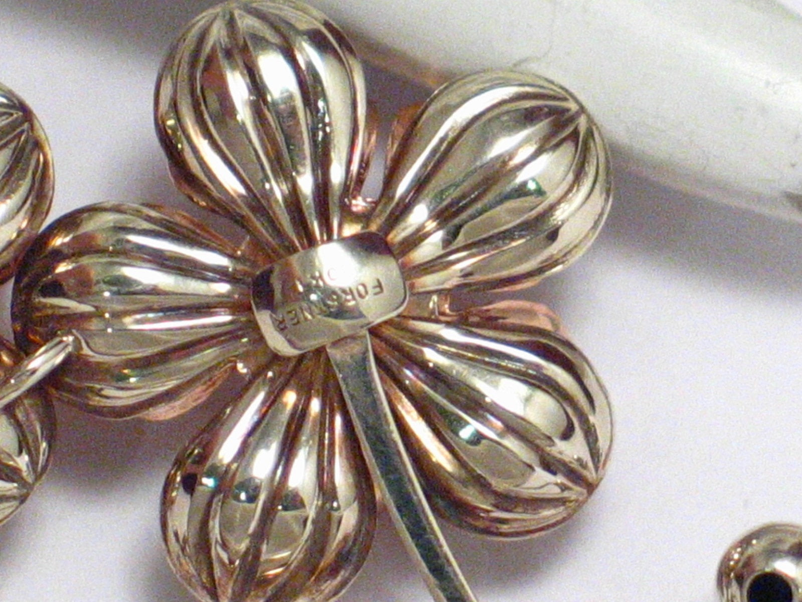 Designer Gold Brooch 10k Rose Gold Flower Dress Pin Suit Coat Pin - Blingschlingers Jewelry