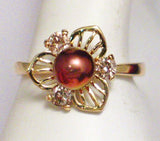 Gold Rings | 14k Gold OOAK Champagne Diamond Chocolate Pearl Flower Ring 7.75 | Jewelry