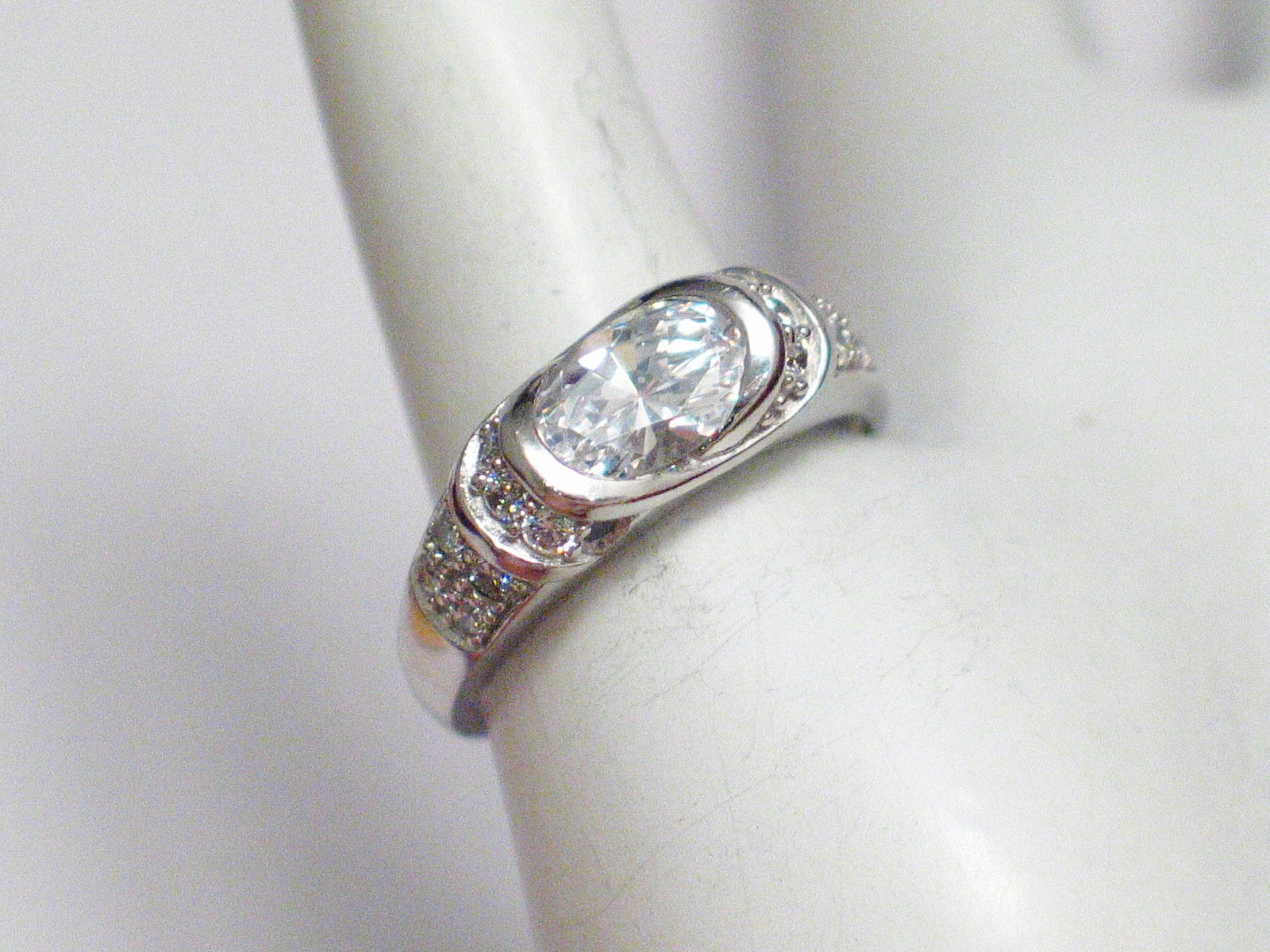 Silver Rings | Sterling Silver Oval Cubic Zirconia Cocktail Ring 9 | Jewelry