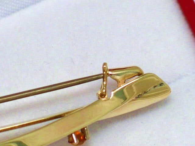 Gold Brooch / Lapel Pin | Vintage 8kt Gold Flowing Design Citrine Garnet Stone Brooch / Lapel Pin | Jewelry