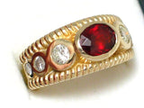 Rings | OOAK 14kt Gold Diamond Spessartite Garnet Etruscan Style Ring  6 | Blingschlingers Jewelry online