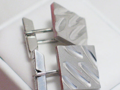 Silver Cufflinks | Vintage Virgil Sterling Silver Driftwood Design Square Cufflinks | Jewelry