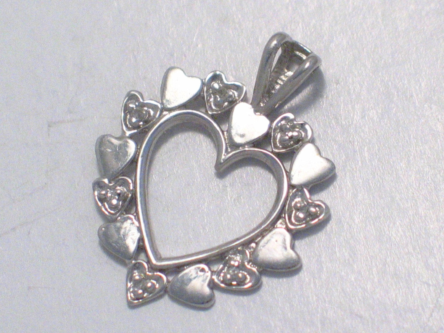 Pendant | Womens 14k White Gold Diamond Heart Pendant | Jewelry