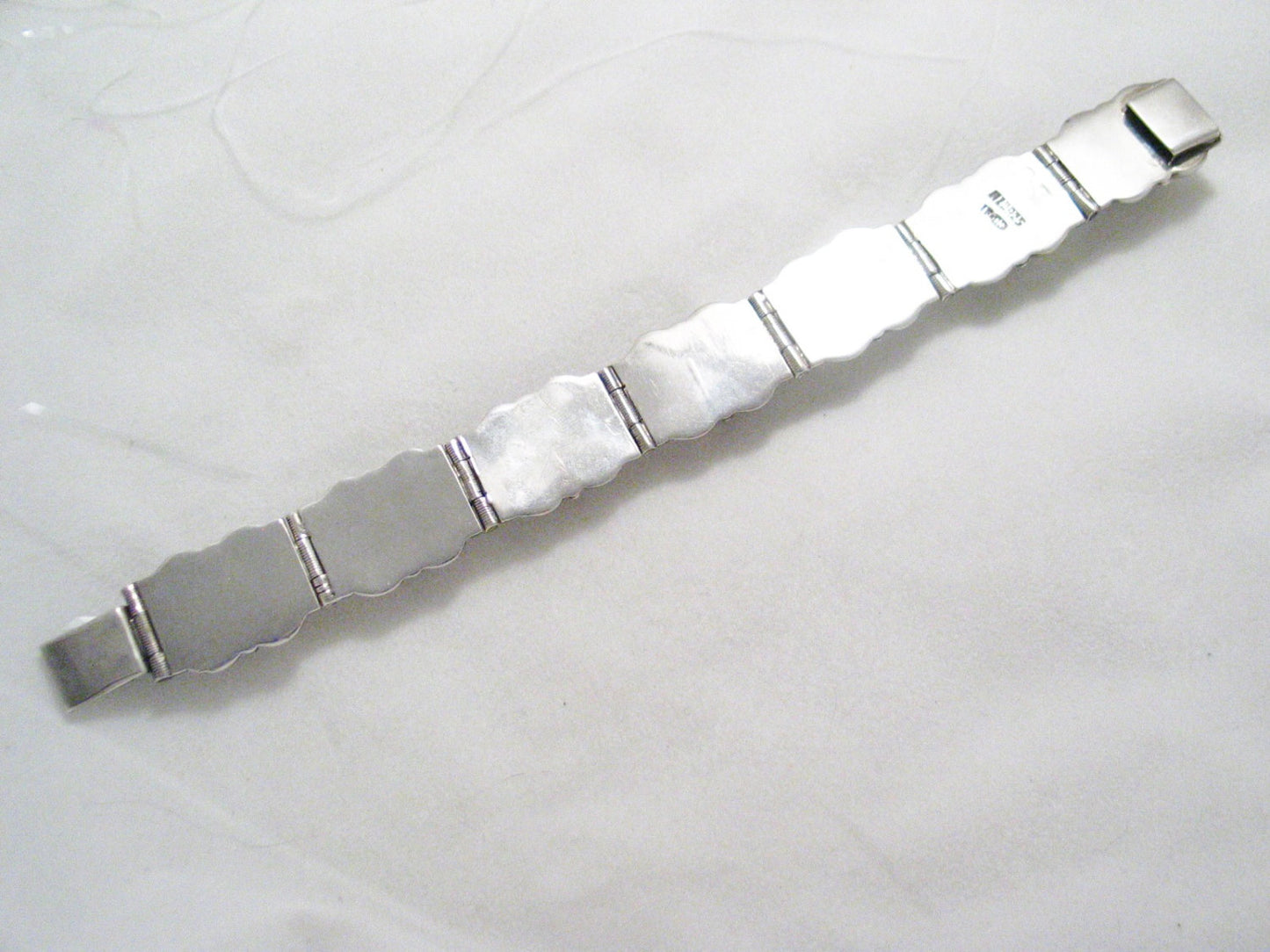 Sterling Silver Bracelet Wide Abalone Coffee Bean Design Tennis Bracelet