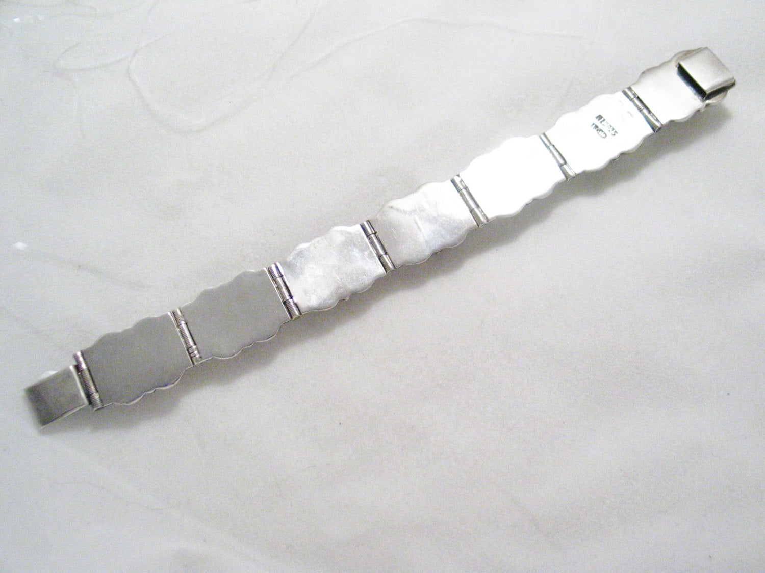 Sterling Silver Bracelet Wide Abalone Coffee Bean Design Tennis Bracelet