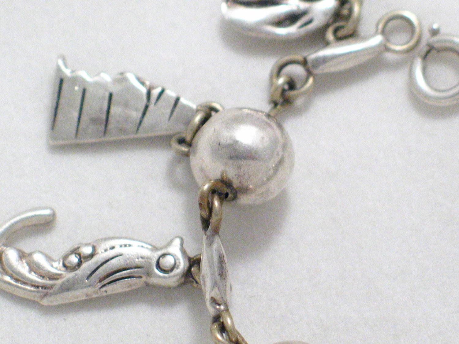 Bracelet | Vintage Sterling Silver Mexican Mayan Ball Chain Charm Bracelet 7" | Jewelry