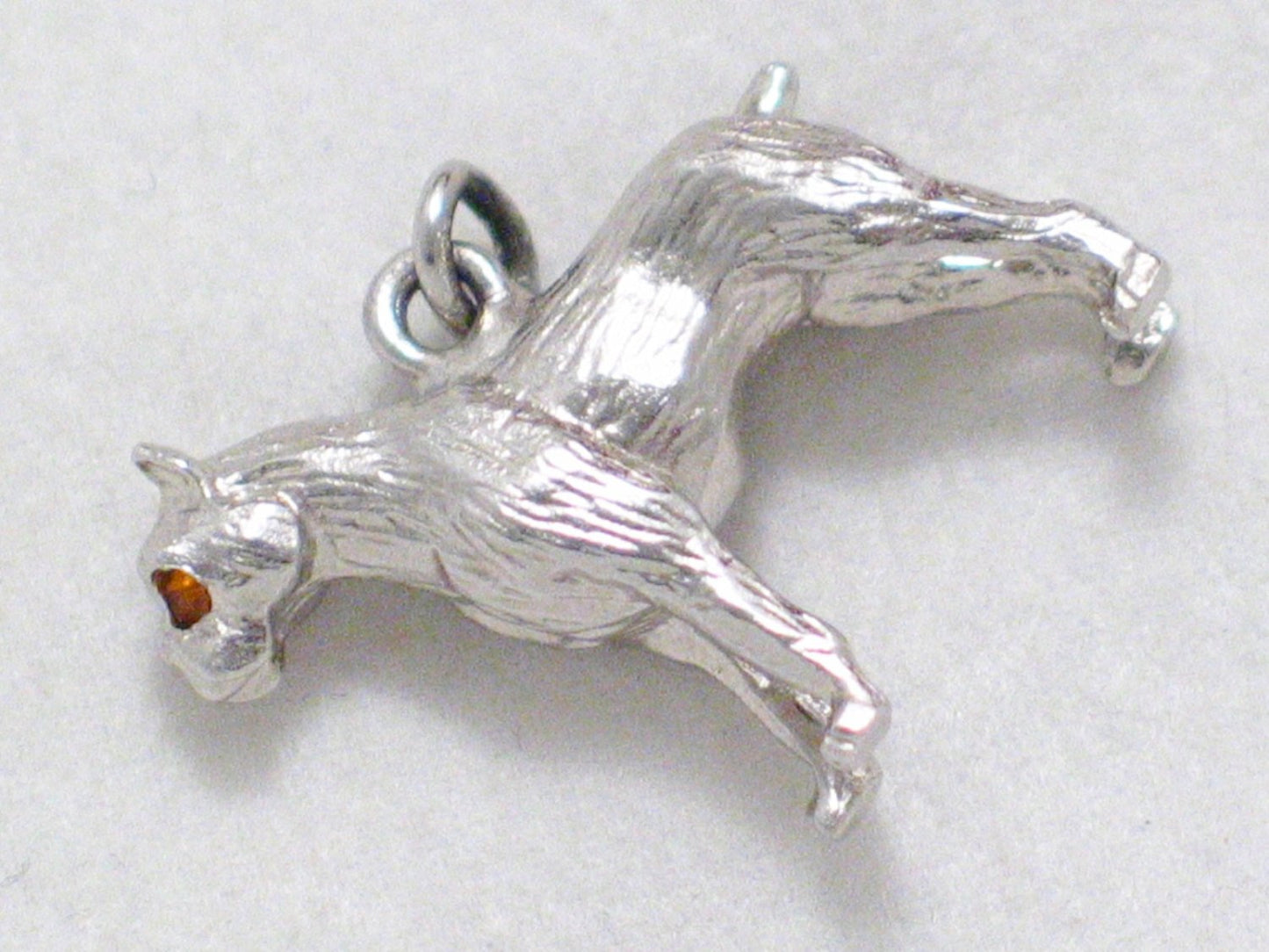 Jewelry Vintage, Sterling Silver Boxer Dog Pendant 3D Bracelet Charm
