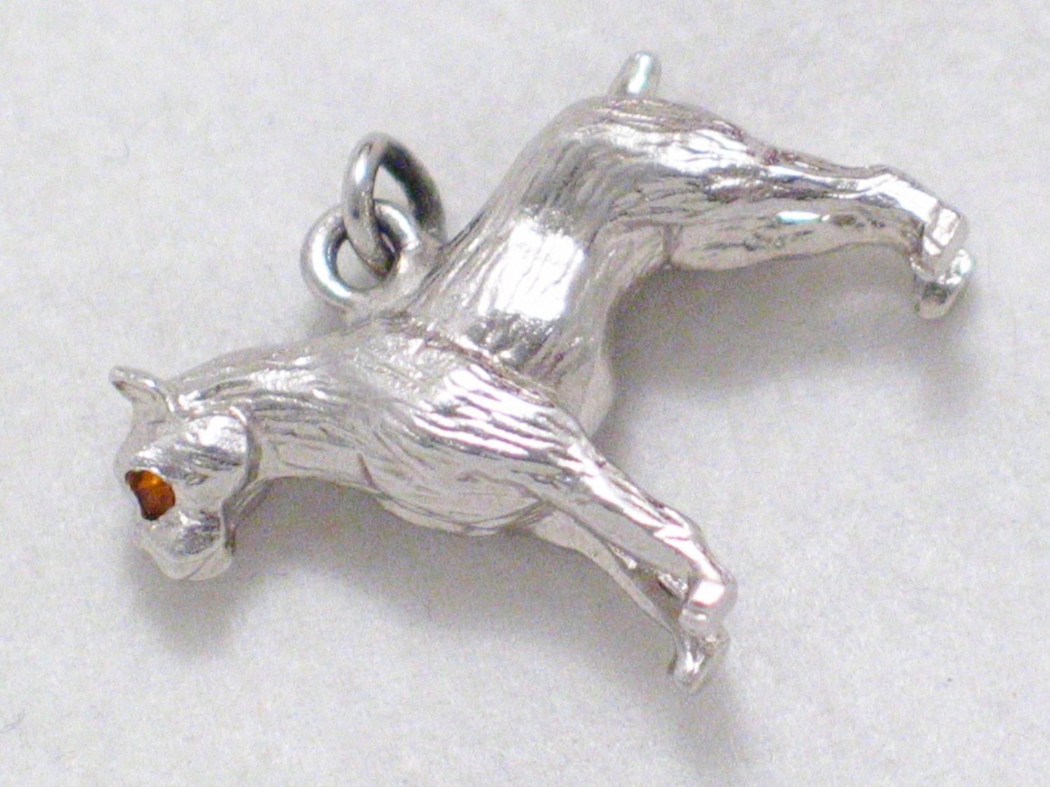 Jewelry Vintage, Sterling Silver Boxer Dog Pendant 3D Bracelet Charm