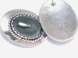 Silver Earrings | Womens Southwestern Style Hematite Stone Earrings | Vintage Jewelry