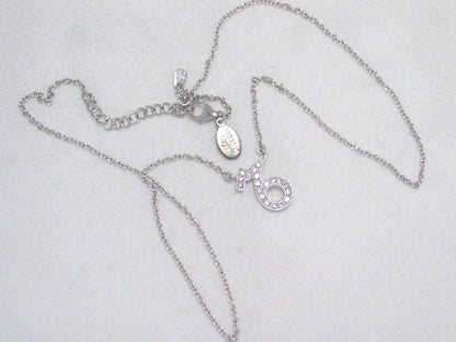 Sterling Silver Necklace, Dainty M6 Bmw Letter Symbol Station Style Thin Chain Necklace