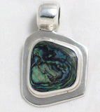 Silver Pendants | Sterling Silver Geometric Design Rainbow Abalone Pendant | Discount Estate Jewelry