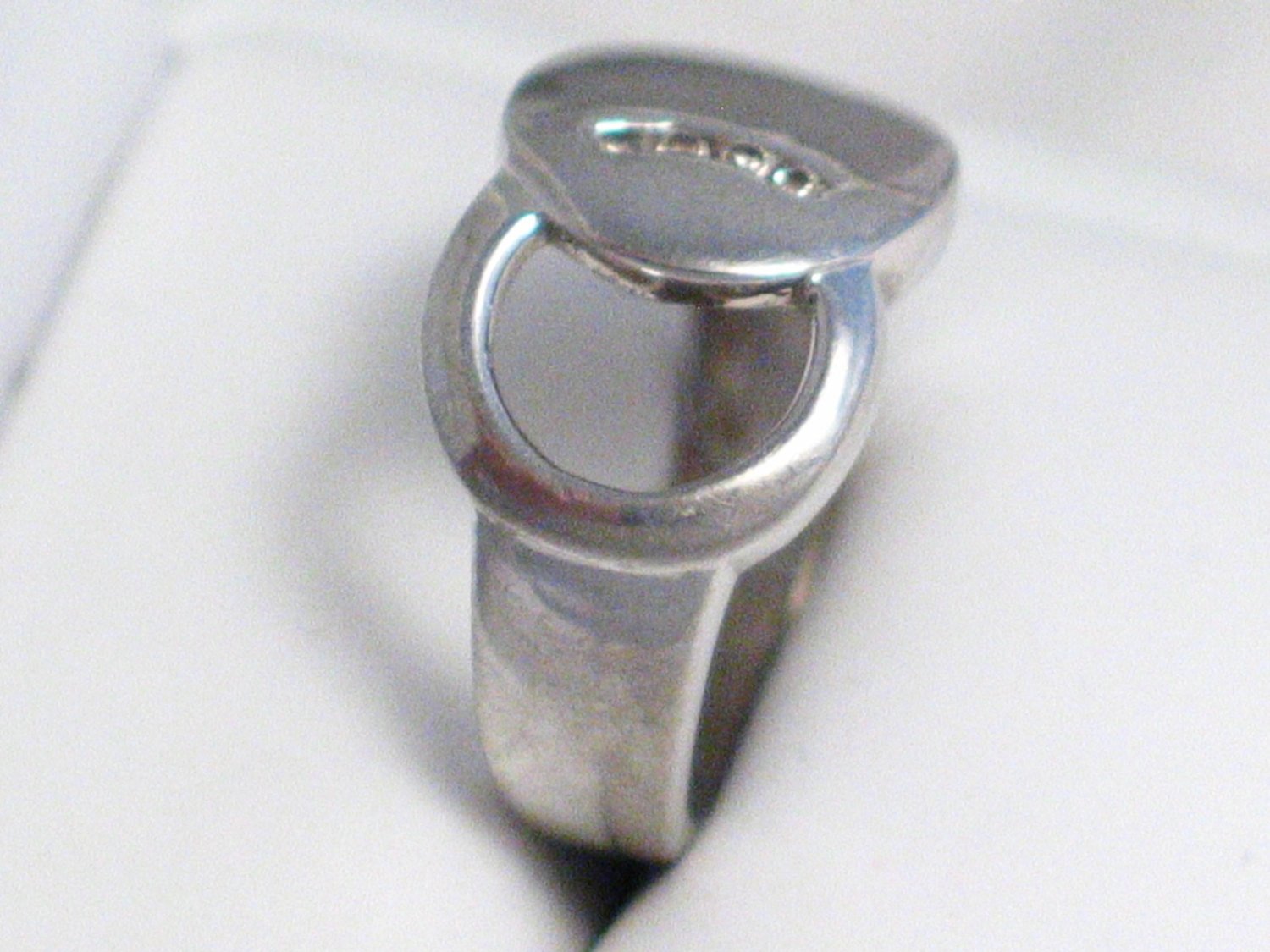 Sterling Silver Ring, Estate Jewelry Mens Womens size 7 Cubic Zirconia Eclipse Design Ring