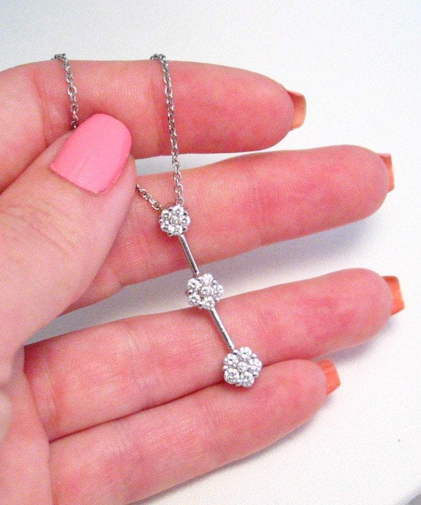Womens Necklace | 14k White Gold Diamond Necklace 16" | Discount Estate Fine Jewelry online at Blingschlingers