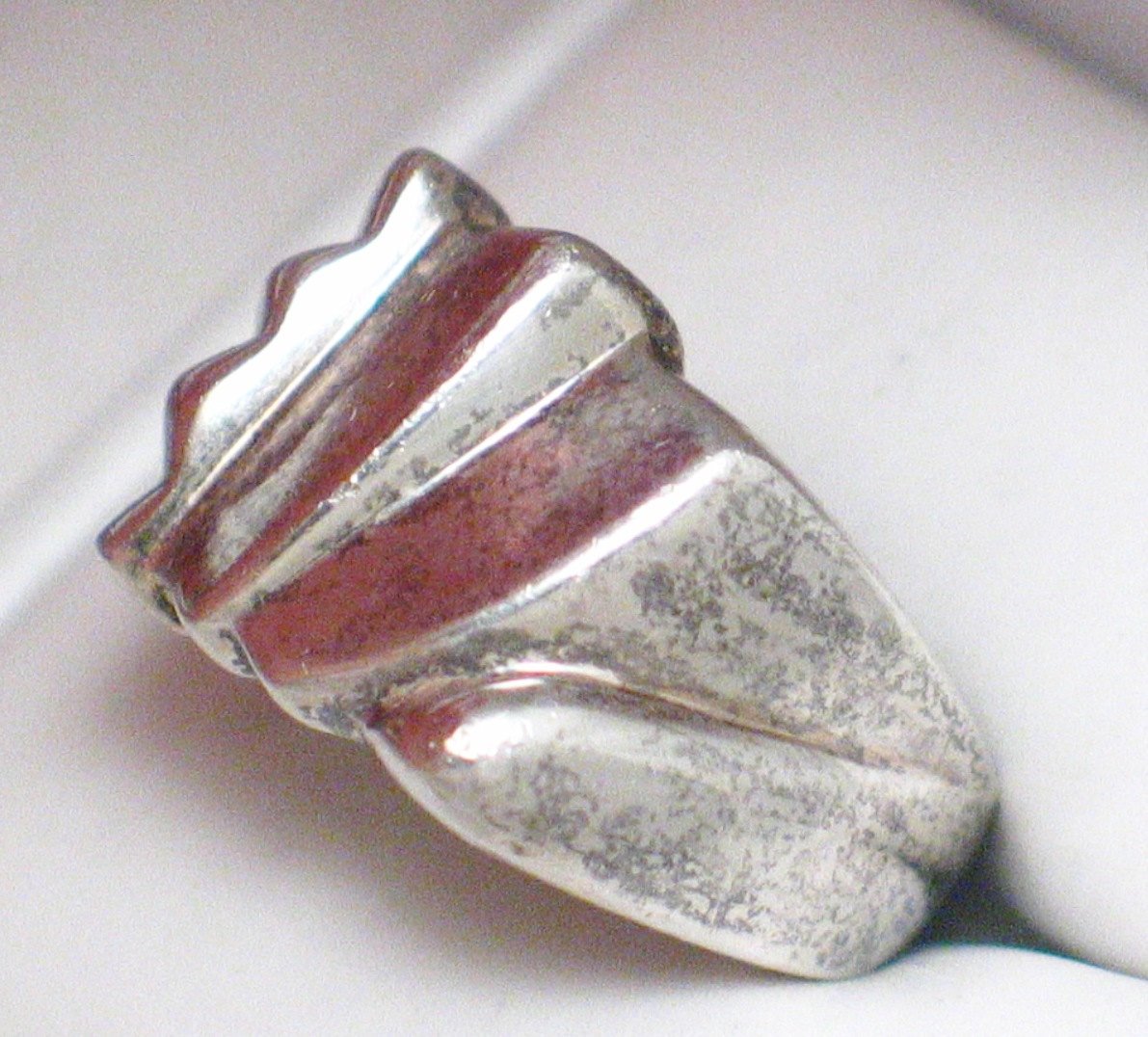 Sterling Silver Modern Architectural Style 14mm Wide Band Ring size 8.75