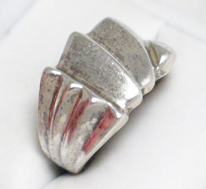 Sterling Silver Modern Architectural Style 14mm Wide Band Ring