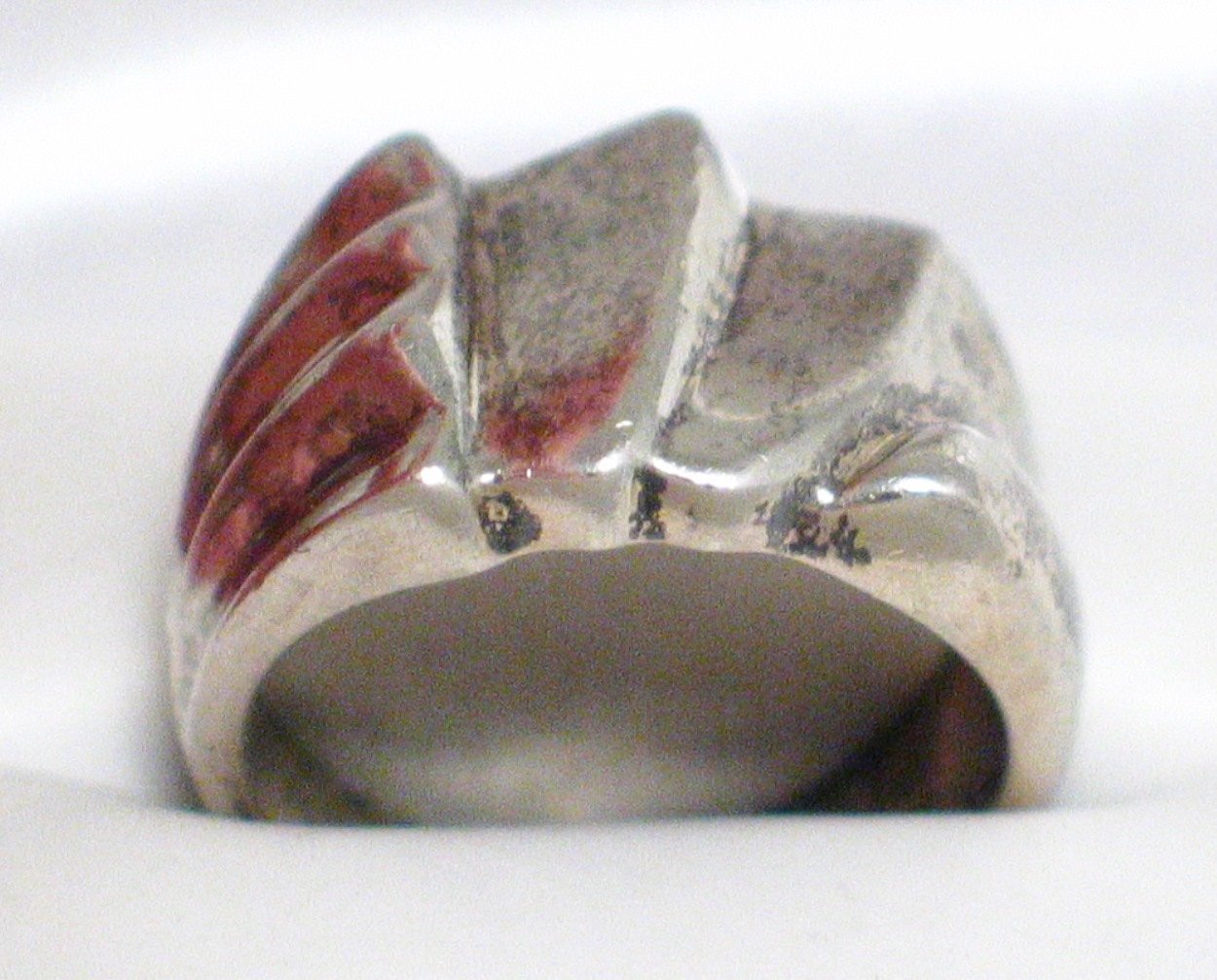 Sterling Silver Modern Architectural Style 14mm Wide Band Ring size 8.75