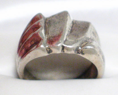 Sterling Silver Modern Architectural Style 14mm Wide Band Ring size 8.75