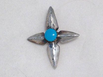 Cross Pendants | Vintage Sterling Silver Blue Stone 4 Point Star of Bethlehem Cross Pendant | Jewelry
