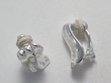 Silver Earrings | Contemporary Style Sterling Silver Wavy Design ClipOn Earrings | Estate Jewelry online