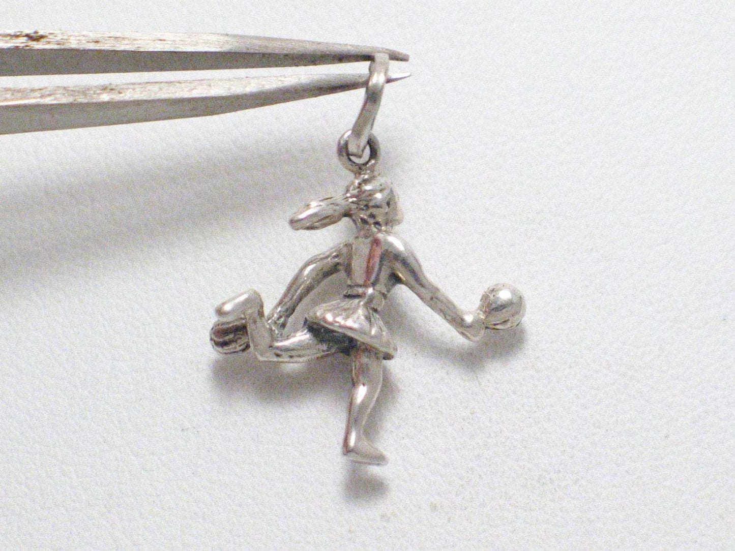 Silver Charms | Womens Sterling Silver 3d Cheerleader w/ Pom Poms Pendant | Vintage Jewelry website online