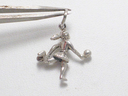 Silver Charms | Womens Sterling Silver 3d Cheerleader w/ Pom Poms Pendant | Vintage Jewelry website online