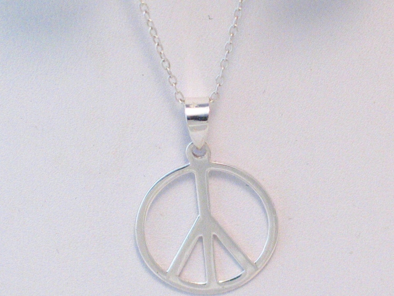 Chain | Womens Sterling Silver Peace Symbol Earrings & Pendant Necklace set | Necklace