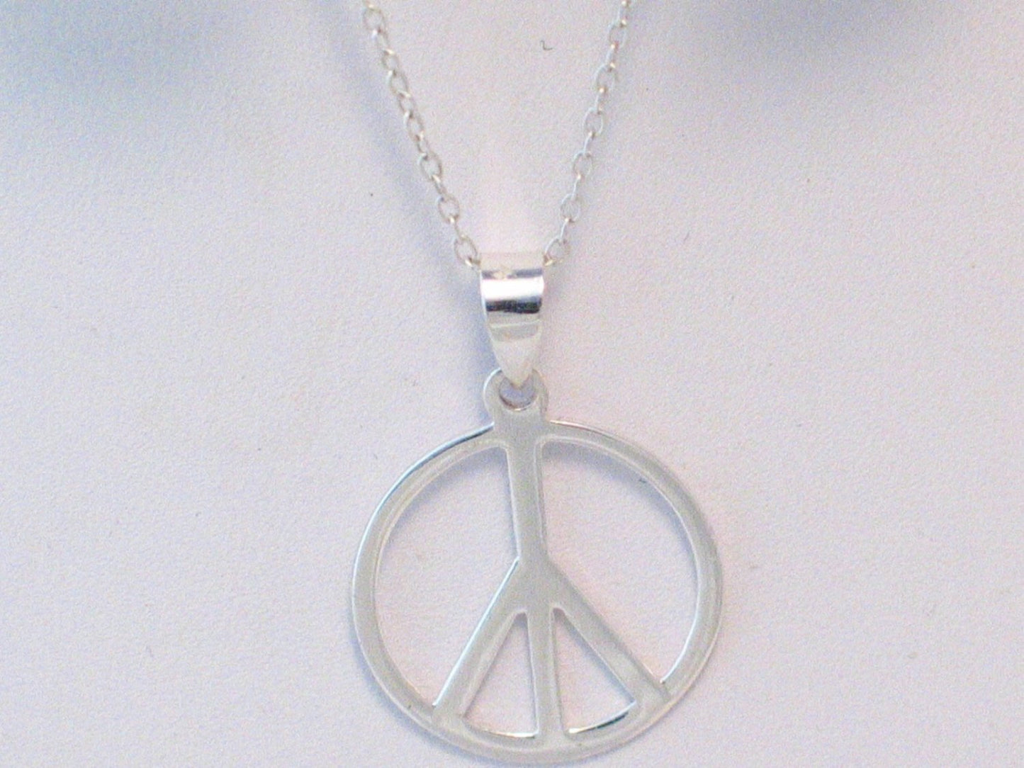 Chain | Womens Sterling Silver Peace Symbol Earrings & Pendant Necklace set | Necklace