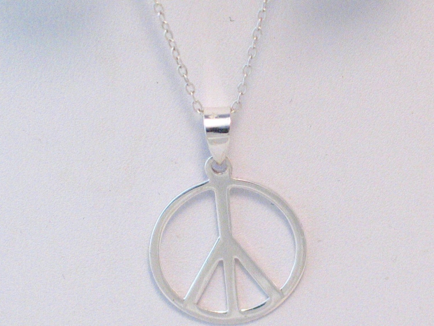 Statement Jewelry, Sterling Silver Peace Sign Symbol Design Earrings & Pendant Necklace set