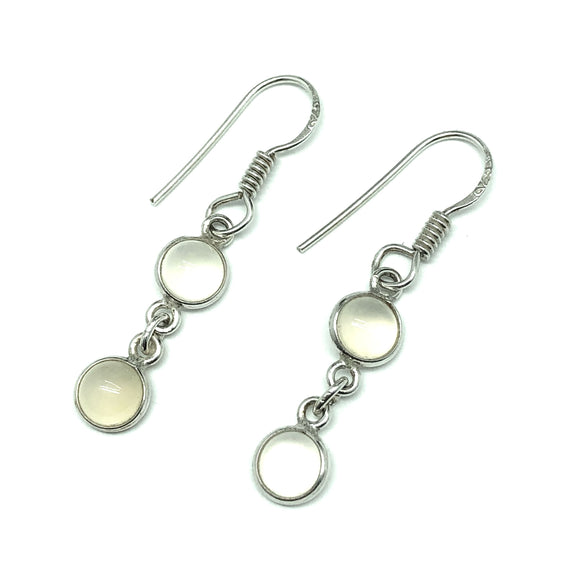 Womens Neutral Tone Sterling Silver Moonstone Stone Dangle Earrings