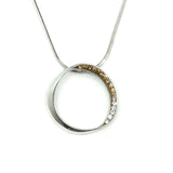Jewelry > Pendant > Womens Sterling Silver Sparkly Amber Ombre Crystal Circle Pendant