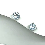 Earrings | Sterling Silver December Birthstone Blue Topaz Stud Earrings | Womens Jewelry