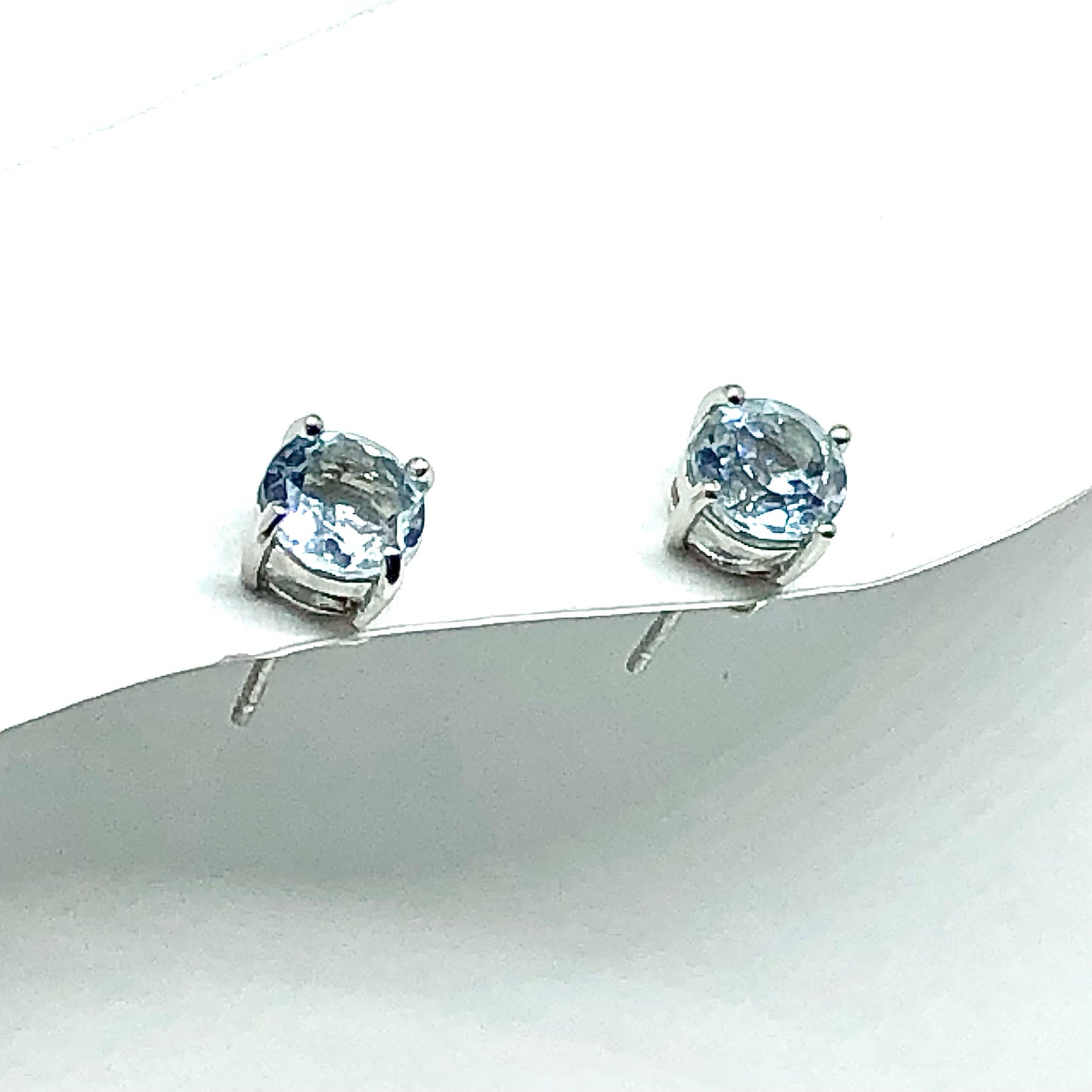 Jewelry - Unisex Sterling Silver December Light Blue Topaz Gemstone Stud Earrings