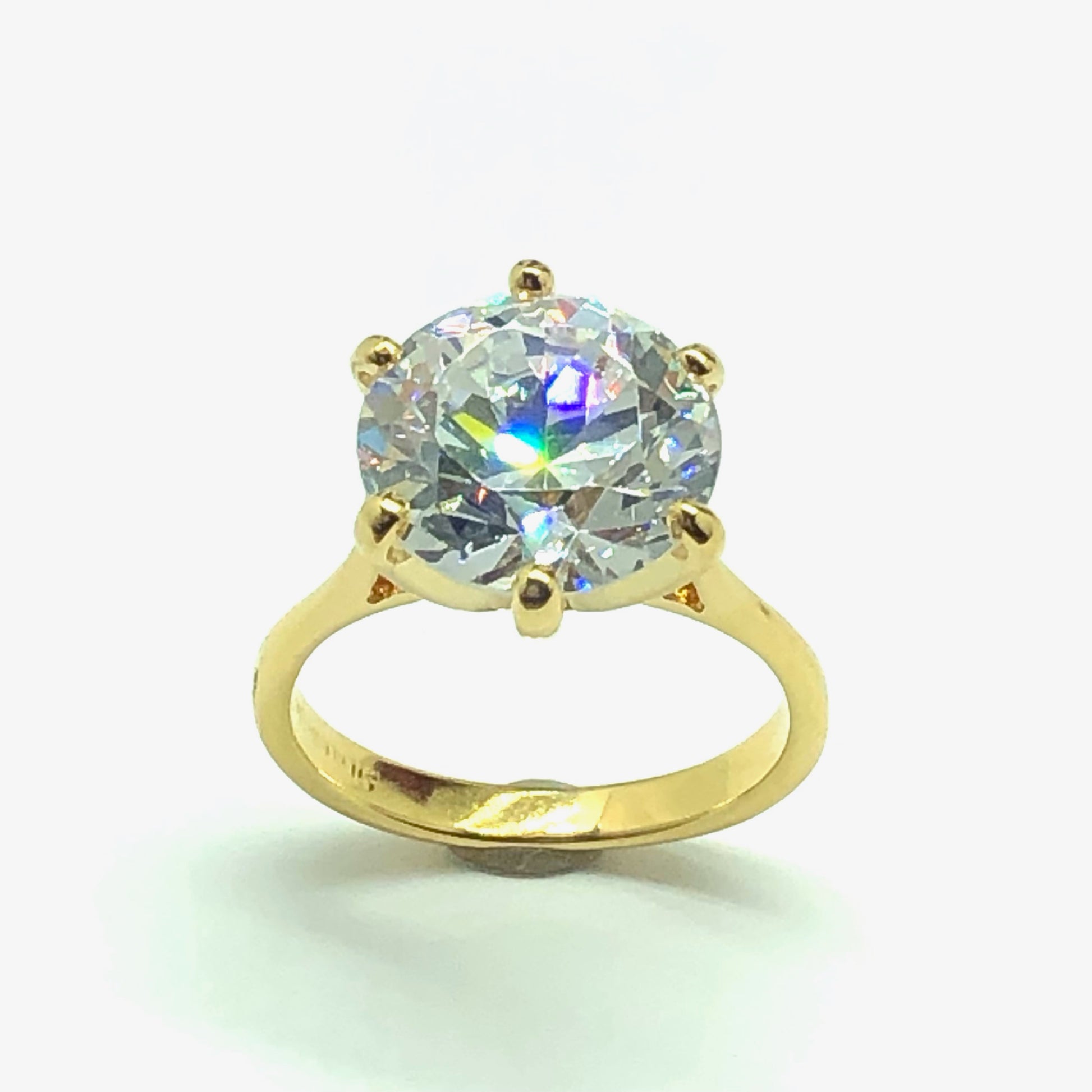 Jewelry used| Sparkly Girl Gold Sterling Silver BIG 8ct Diamond Alternative Cz Ring 