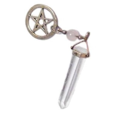 Sterling Silver Star & Crystal Quartz Obelisk Chakra Stone Pendant