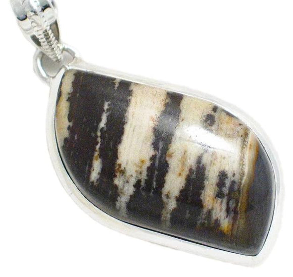Stone Pendant | Sterling Silver Brown Tan Tiger Agate Pendant | Blingschlingers Jewelry
